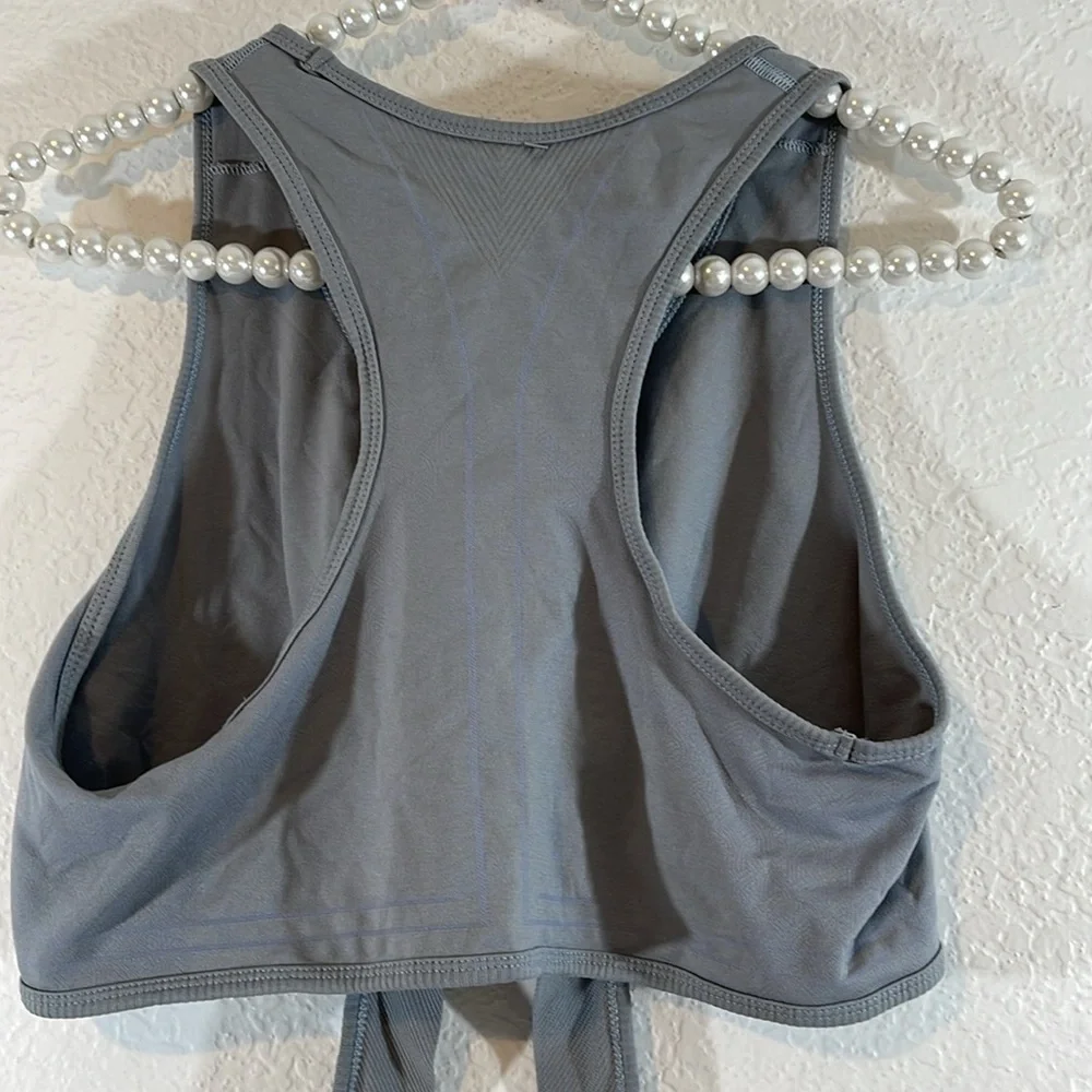 ALPHALETE Seamless V Neck Wrap Around Sports Bra Size 2XL Grey